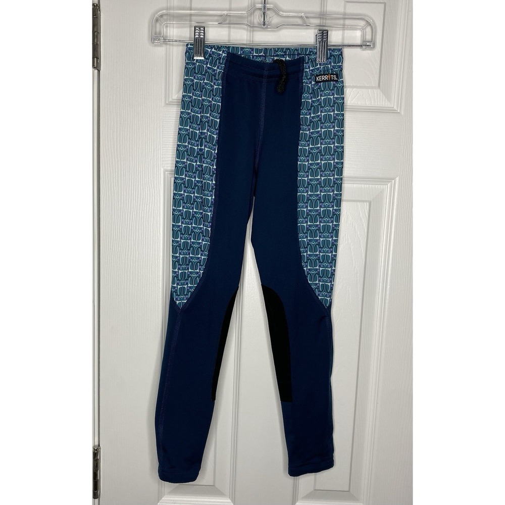 Kerrits Youth Girls Patterned Riding Tights Blue Green Size Small